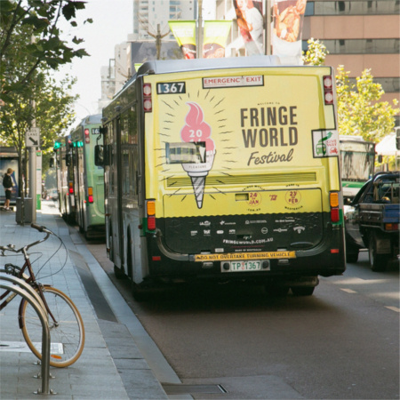 Photographer – DANIEL JAMES GRANT Fringe World 2014 Bus Back Advertisement Fringe World 2014 Bus Back Advertisement