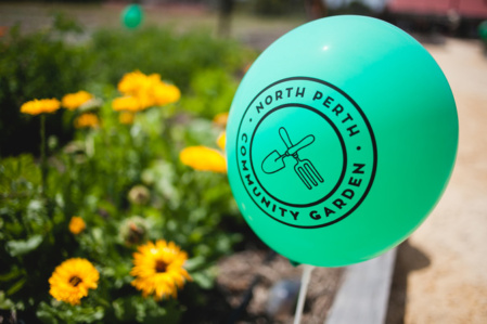 North Perth Community Garden Logo on Balloon North Perth Community Garden Logo on Balloon
