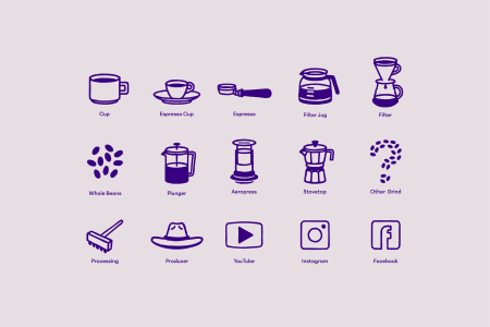 Sample of the icon library developed for BrewBuds Club.