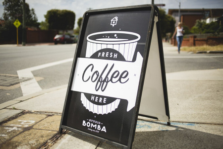 Studio Bomba A-Frame Sign - Coffee in Leederville Studio Bomba A-Frame Sign - Coffee in Leederville